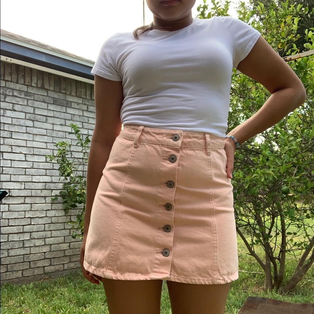 Light Pink Denim Skirt
